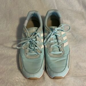 Women’s size 8 1/2 light blue and white adidas sneakers. In great shape!